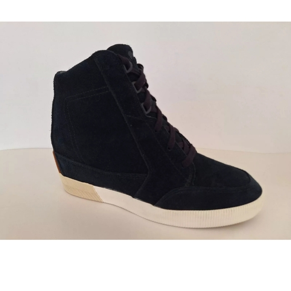 US8.5 Sorel Out N About II Wedge Suede Ankle Boots Black Waterproof - Picture 4 of 13